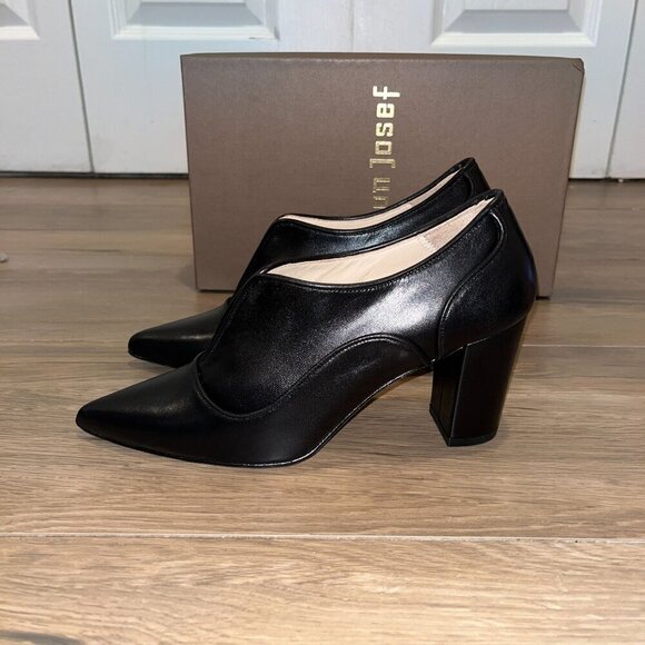 NWT ANTHROPOLOGIE Jon Josef Mamas Black Leather Pointed Toe Heeled Shoes Size 5 - Picture 2 of 8